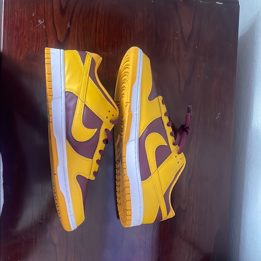 Nike Yellow and Brown Sneakers Classic Dunk Design